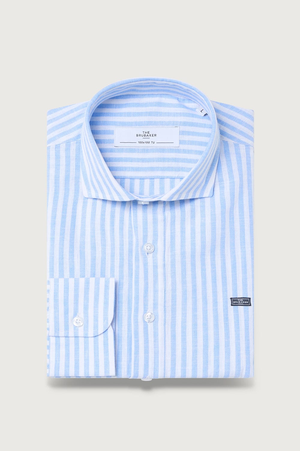The Cotton Linen Polera Raya Azul-zoom-1