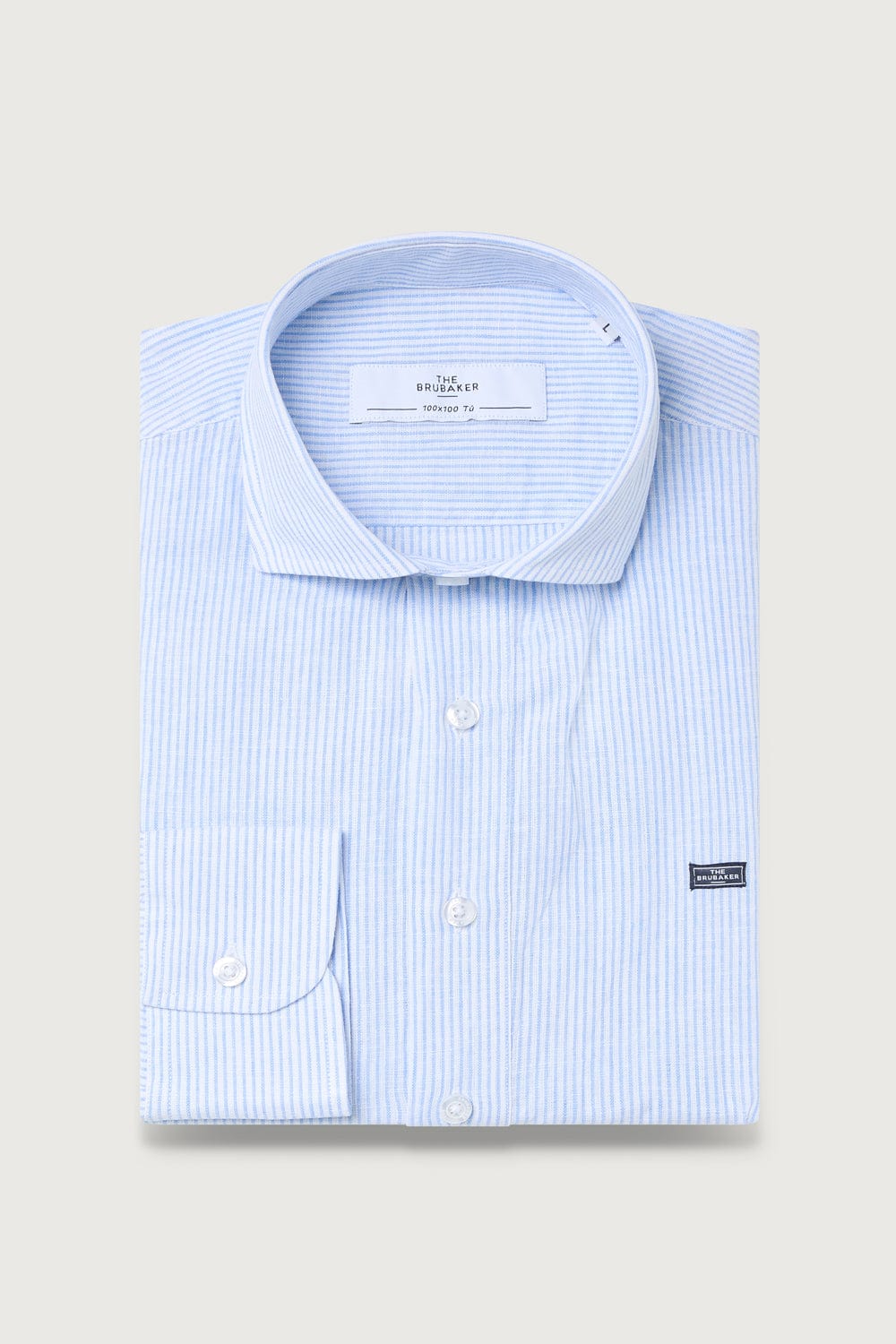 The Cotton Linen Polera Celeste Raya Fina-zoom-1