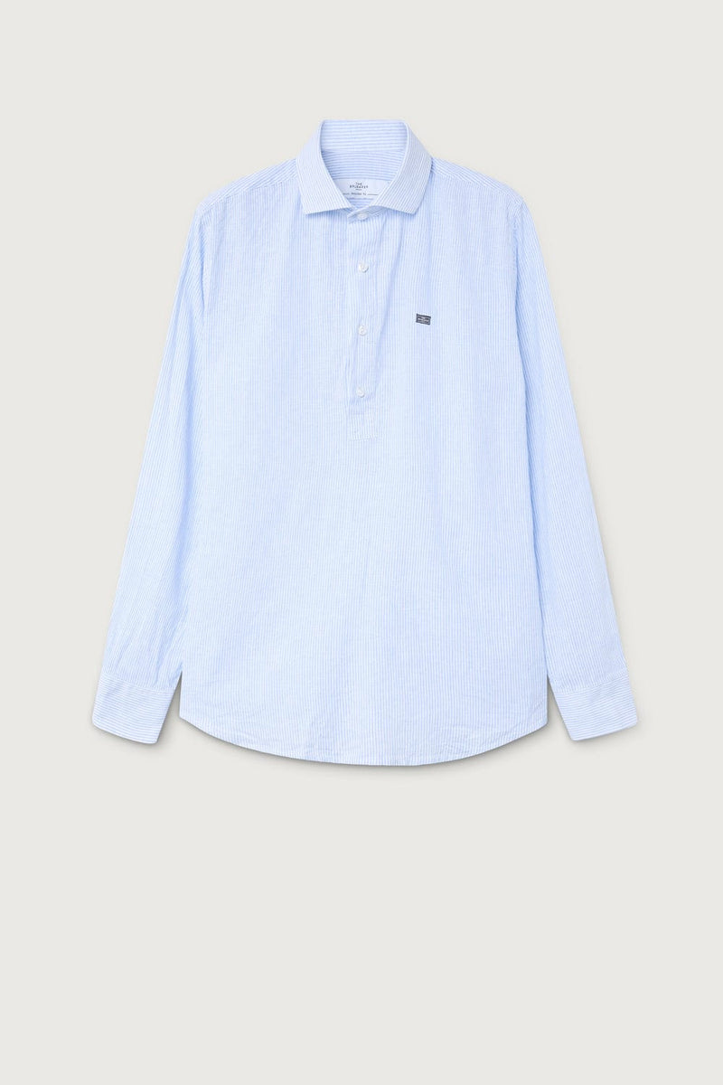 The Cotton Linen Polera Celeste Raya Fina-zoom-