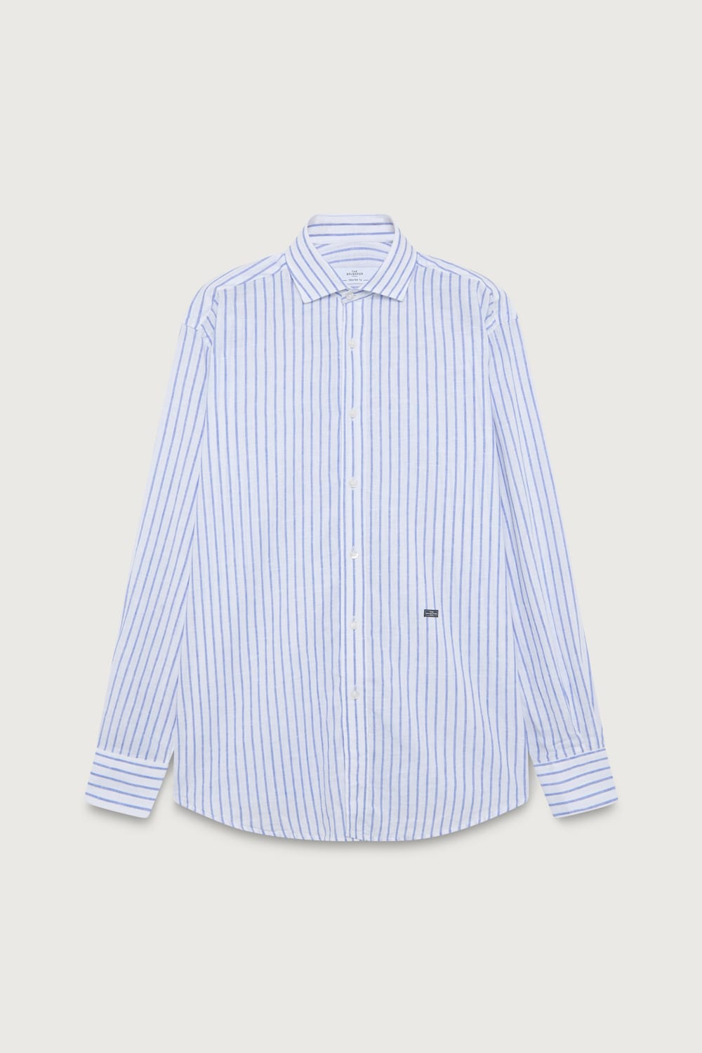 The Cotton Linen Camisa Fondo Blanco Raya Azul-zoom-2