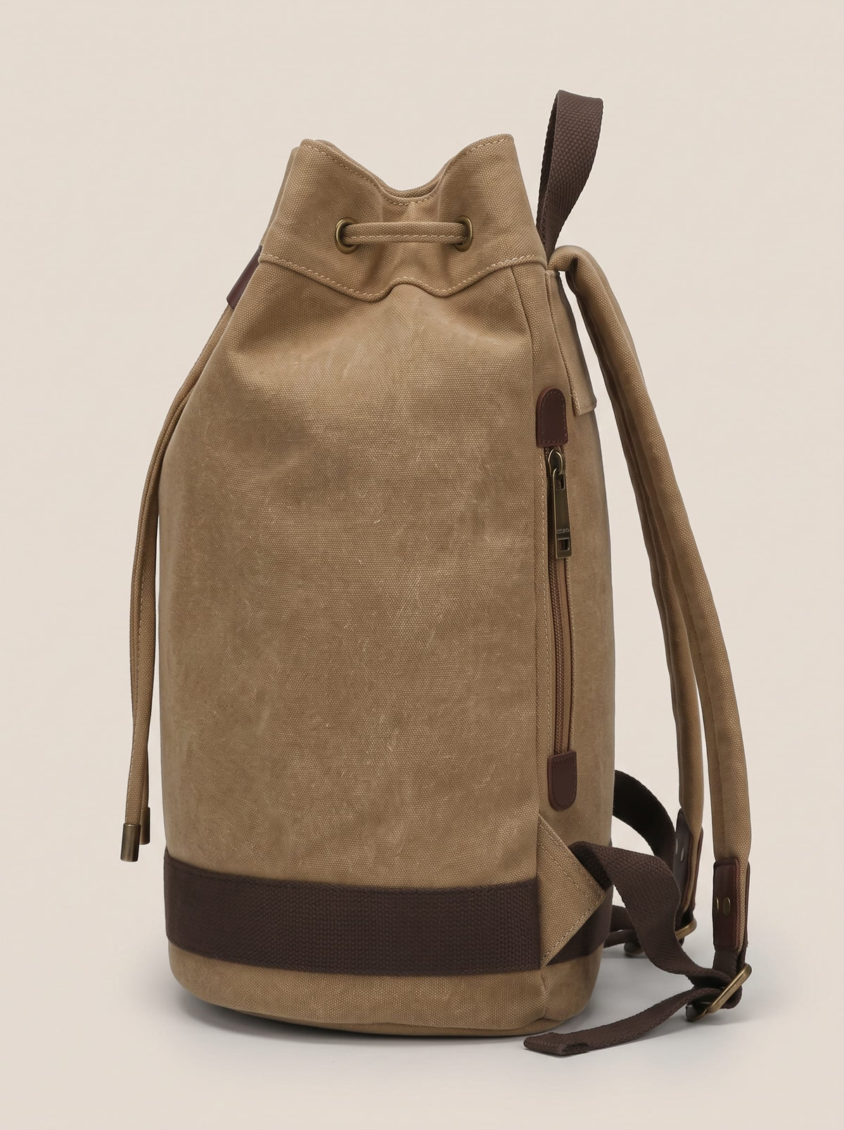 The Drawstring Backpack Beige-zoom-3