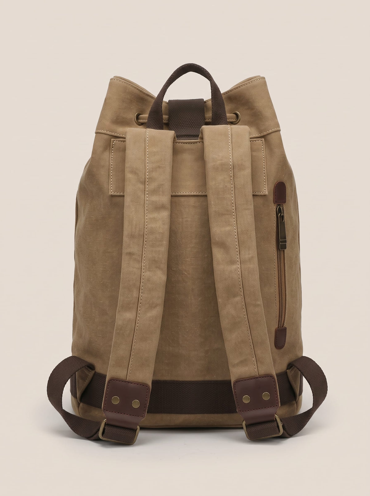 The Drawstring Backpack Beige-4
