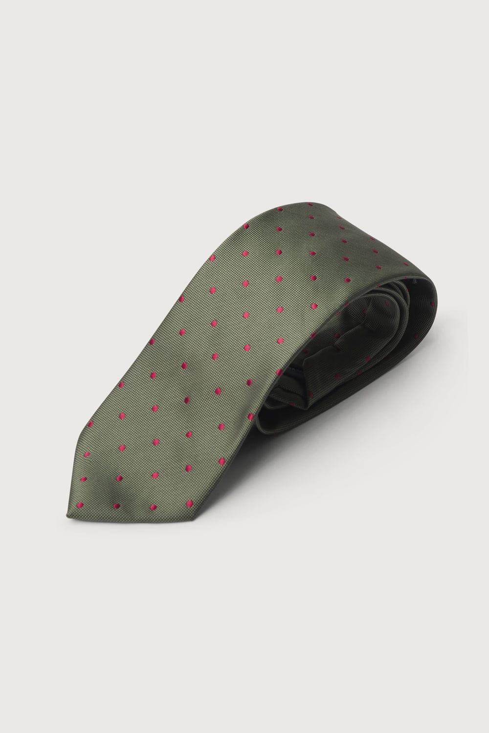 The Silk Tie Verde Puntos Rojos