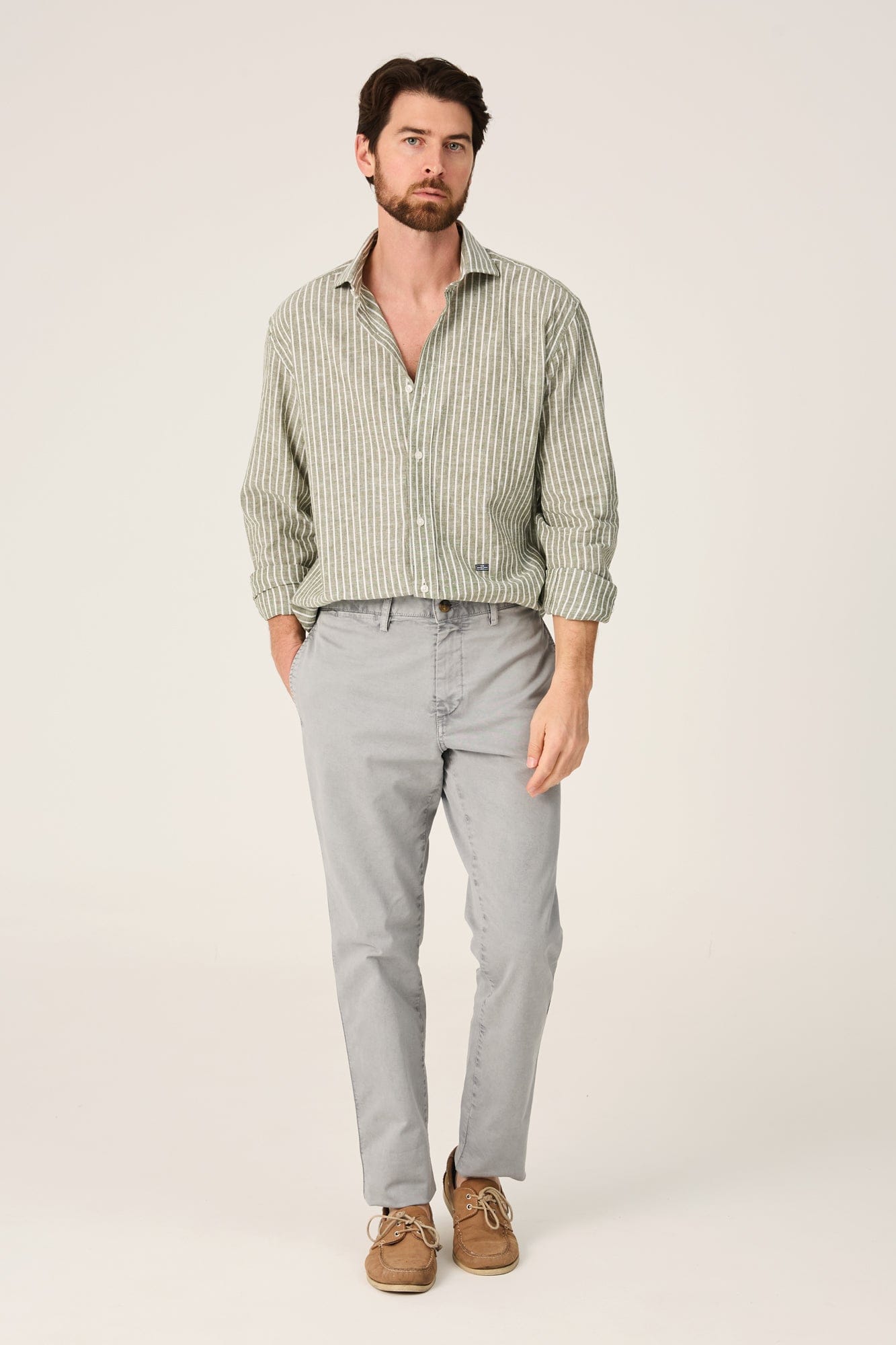 The Cotton Linen Camisa Raya verde