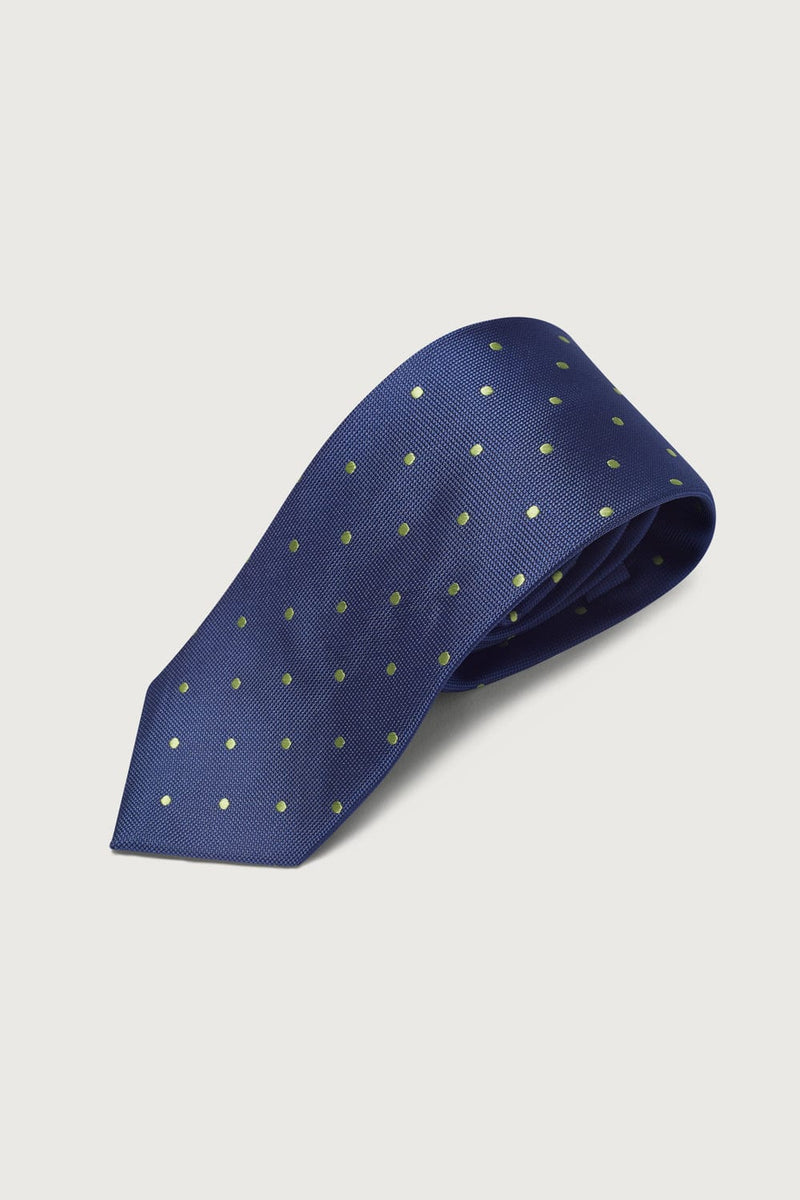 The Special Silk Tie Azul Marino Puntos Amarillo-zoom-