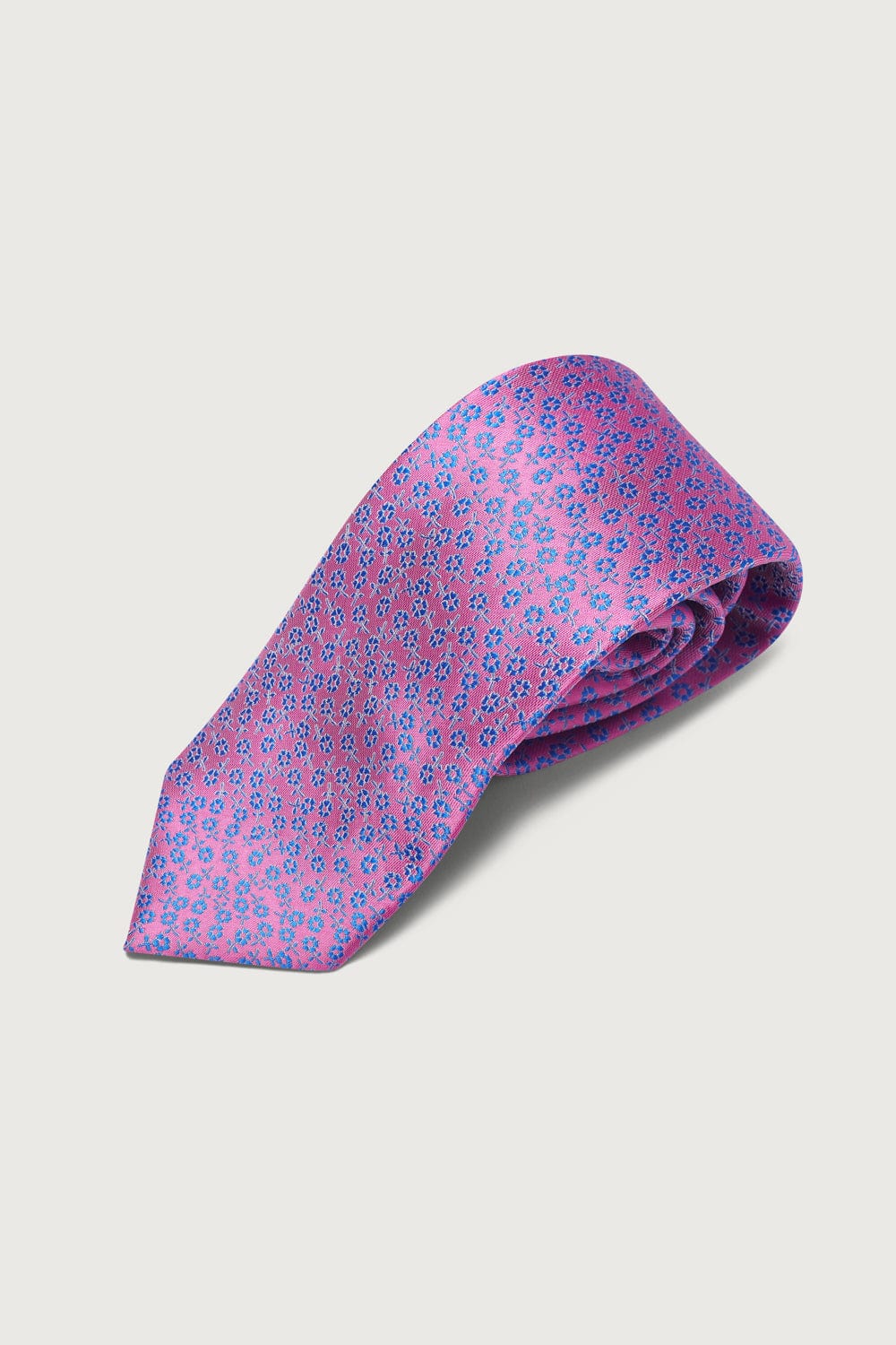 The Special Silk Tie Rosa Flores Azules