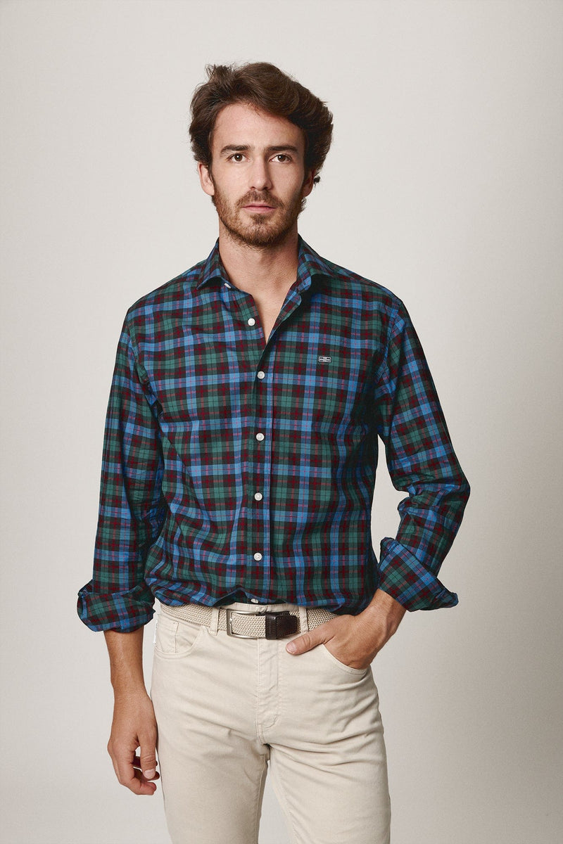 The Scot Cuadro Rojo y Verde Fondo Azul-zoom-
