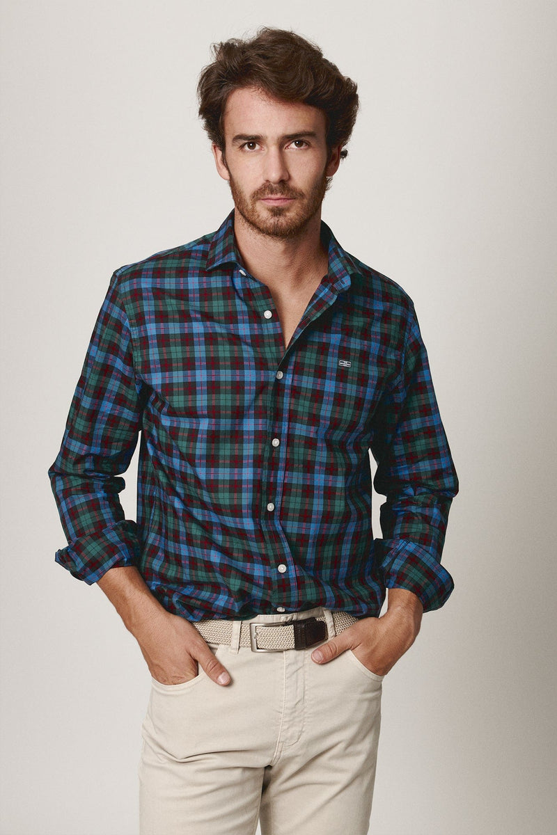 The Scot Cuadro Rojo y Verde Fondo Azul-zoom-