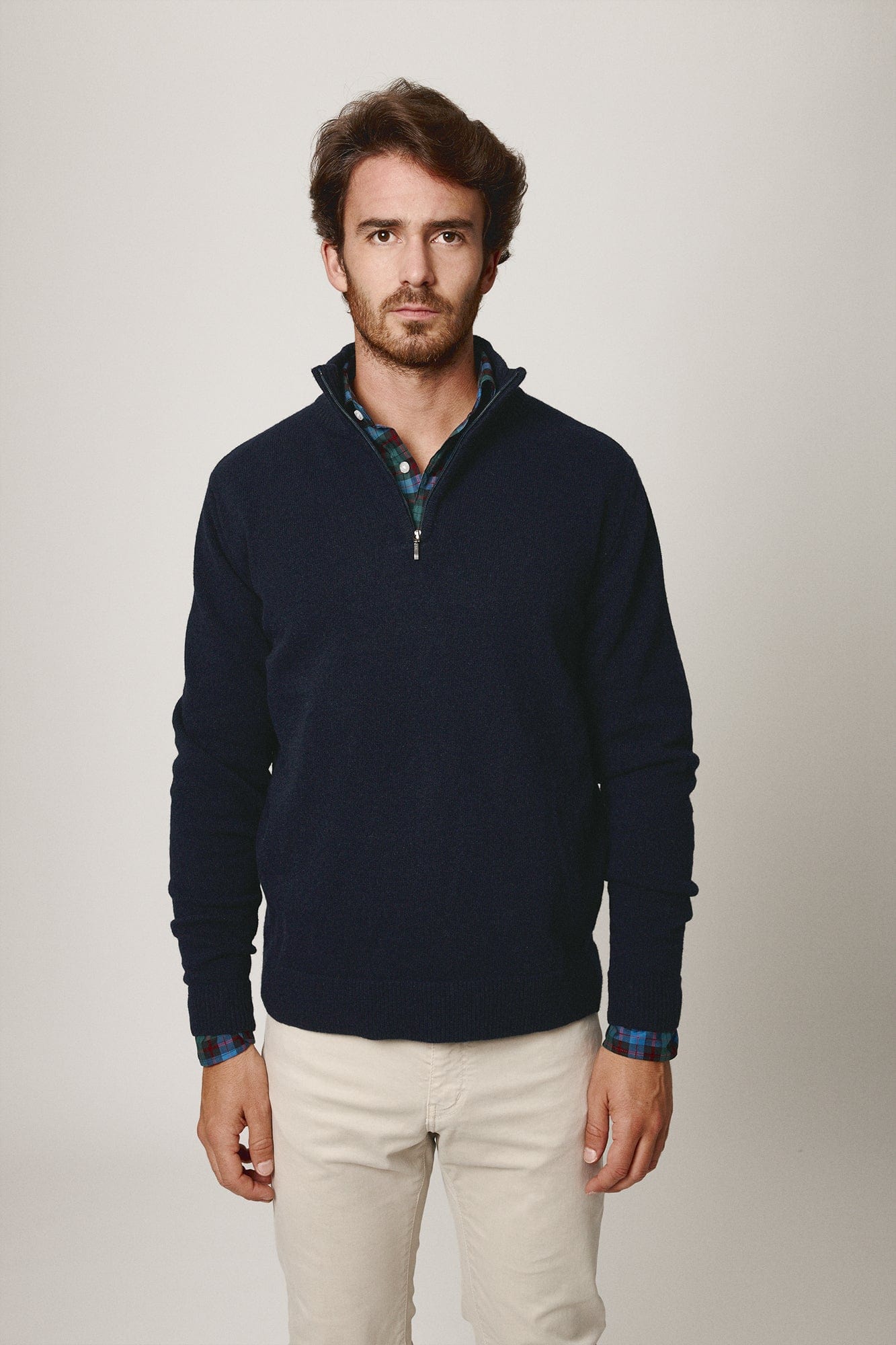The Lambswool HalfZip Azul Marino-1