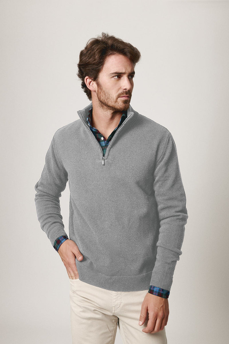 The Lambswool HalfZip Gris Huesca-zoom-