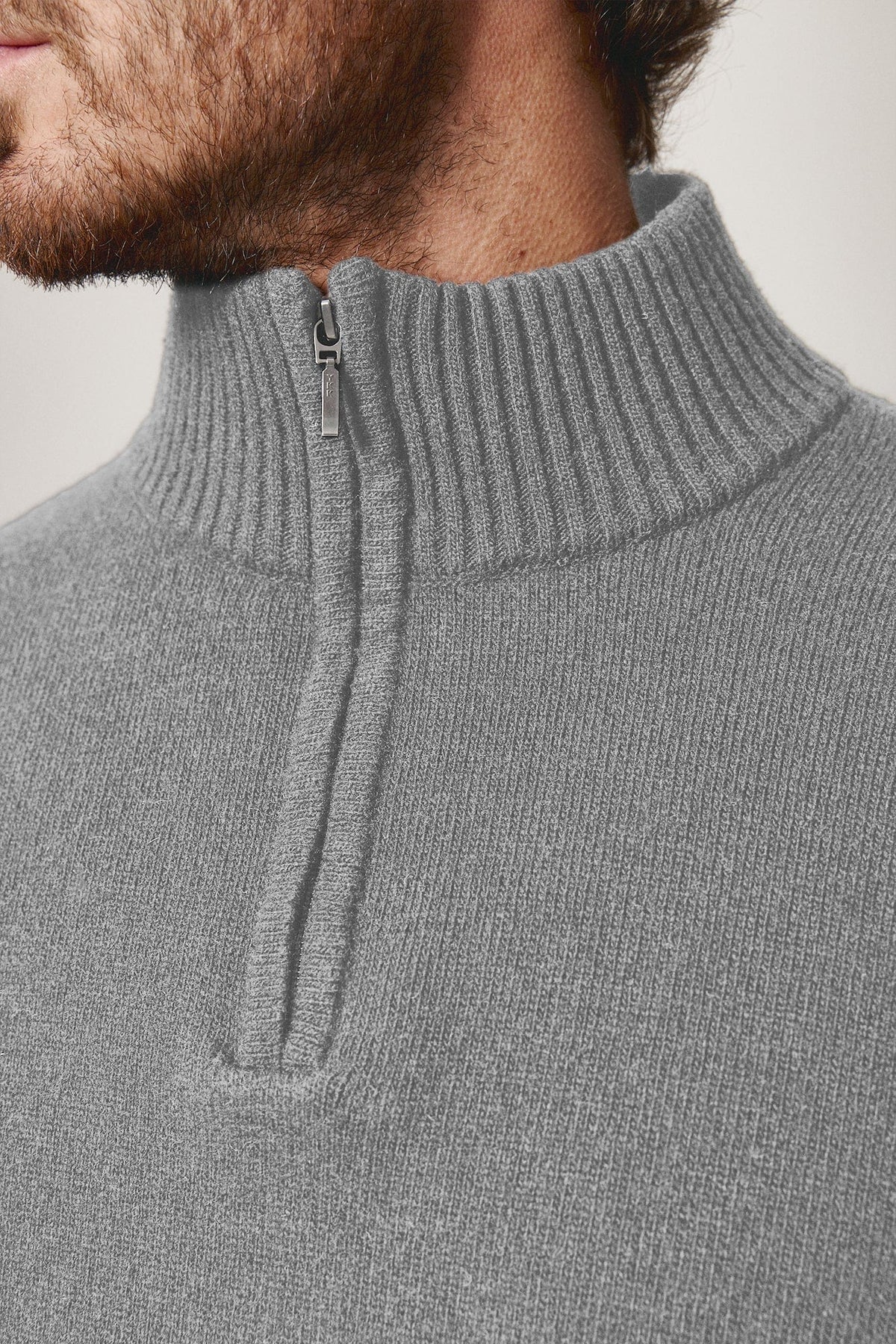 The Lambswool HalfZip Gris Huesca-zoom-2