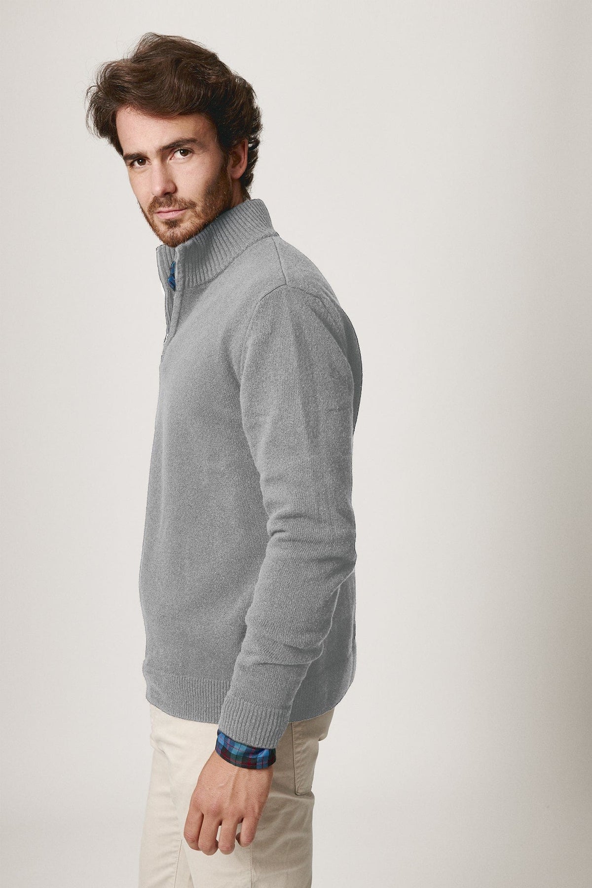 The Lambswool HalfZip Gris Huesca-zoom-3