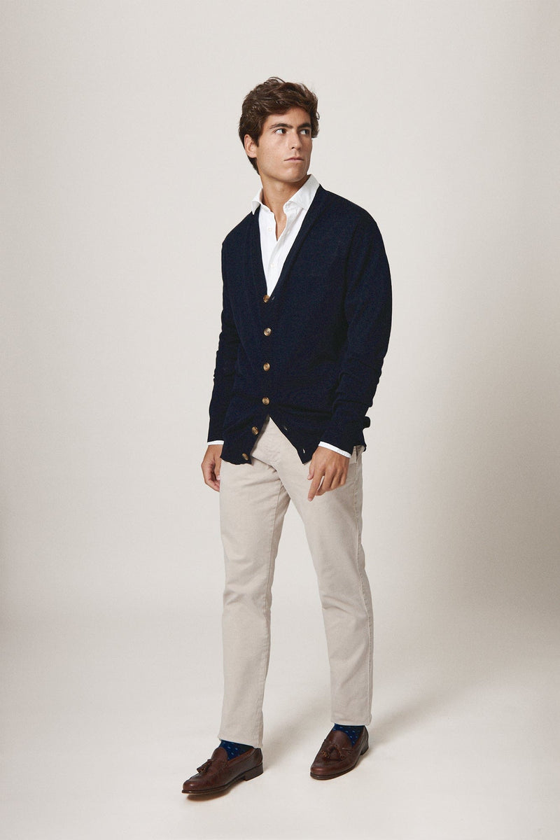 The Cardigan Merino Azul Marino-zoom-
