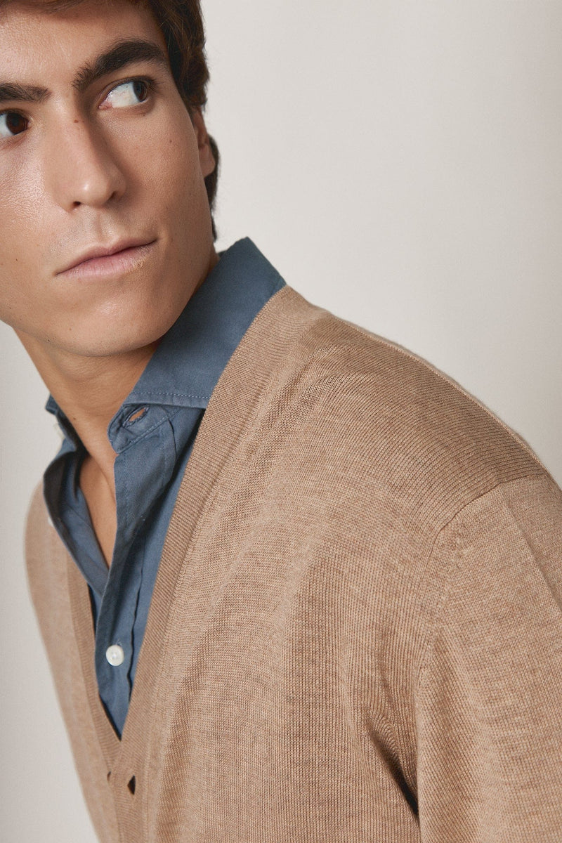 The Merino Cardigan Beige Salinas-zoom-