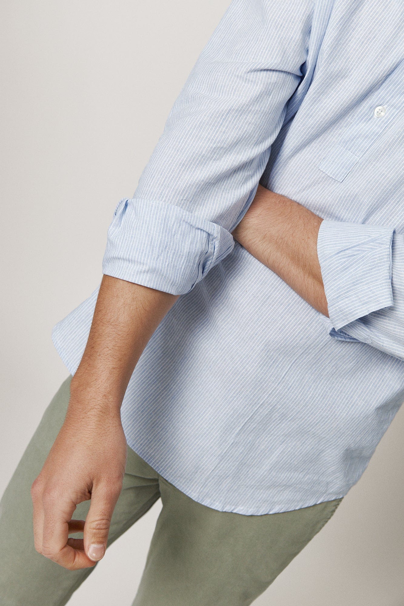 The Cotton Linen Polera Celeste Raya Fina-zoom-2