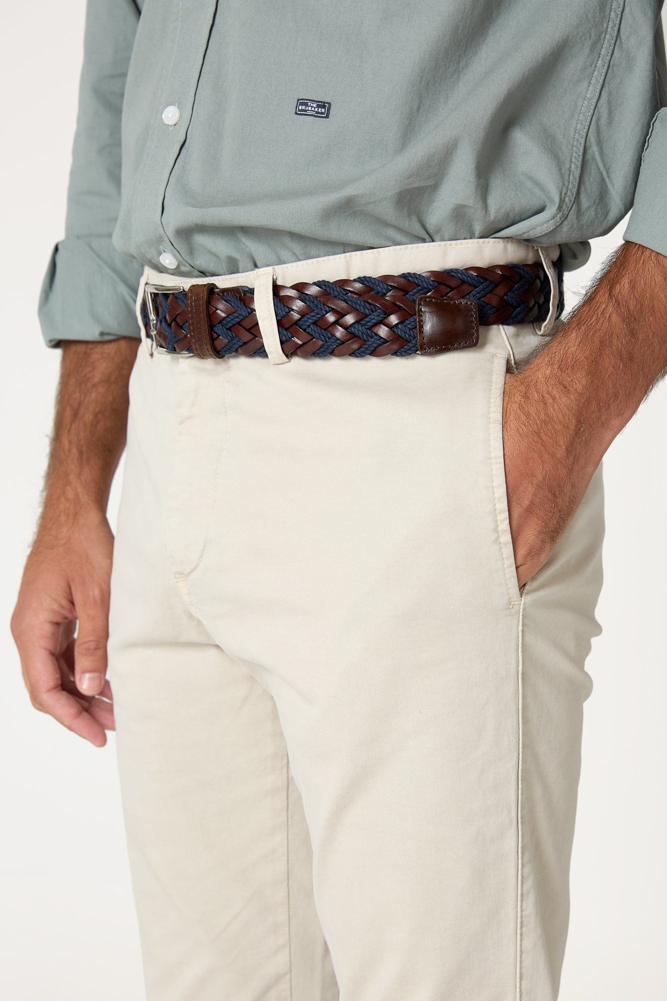The Belt Trenzado Marron y Marino-2
