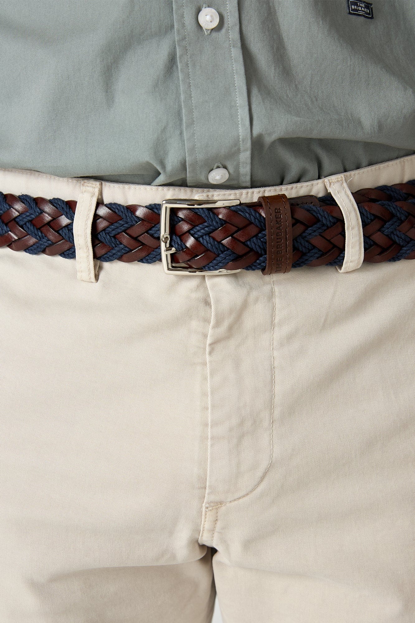 The Belt Trenzado Marrón y Marino