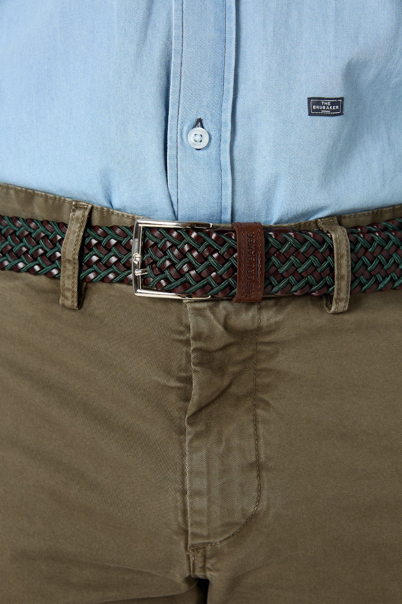 The Belt Trenzado Marron y Verde-1