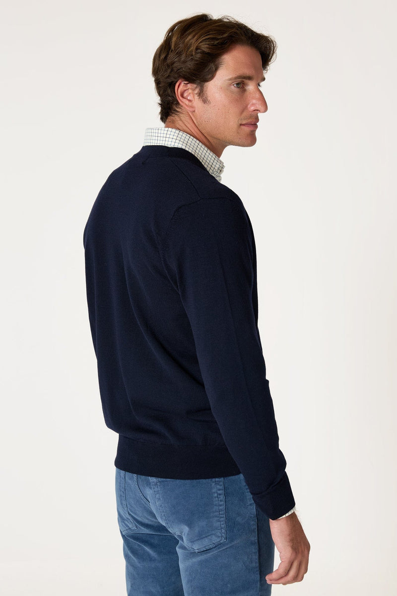 The Cardigan Merino Azul Marino-zoom-