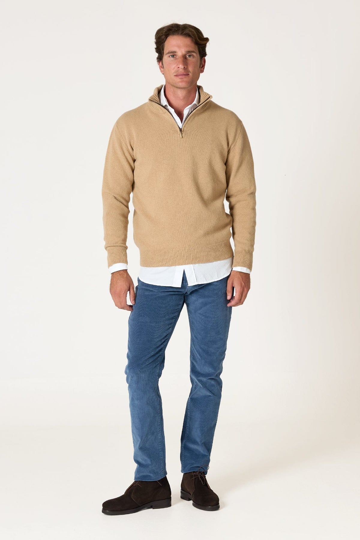The Lambswool Halfzip Beige Seimeira-1