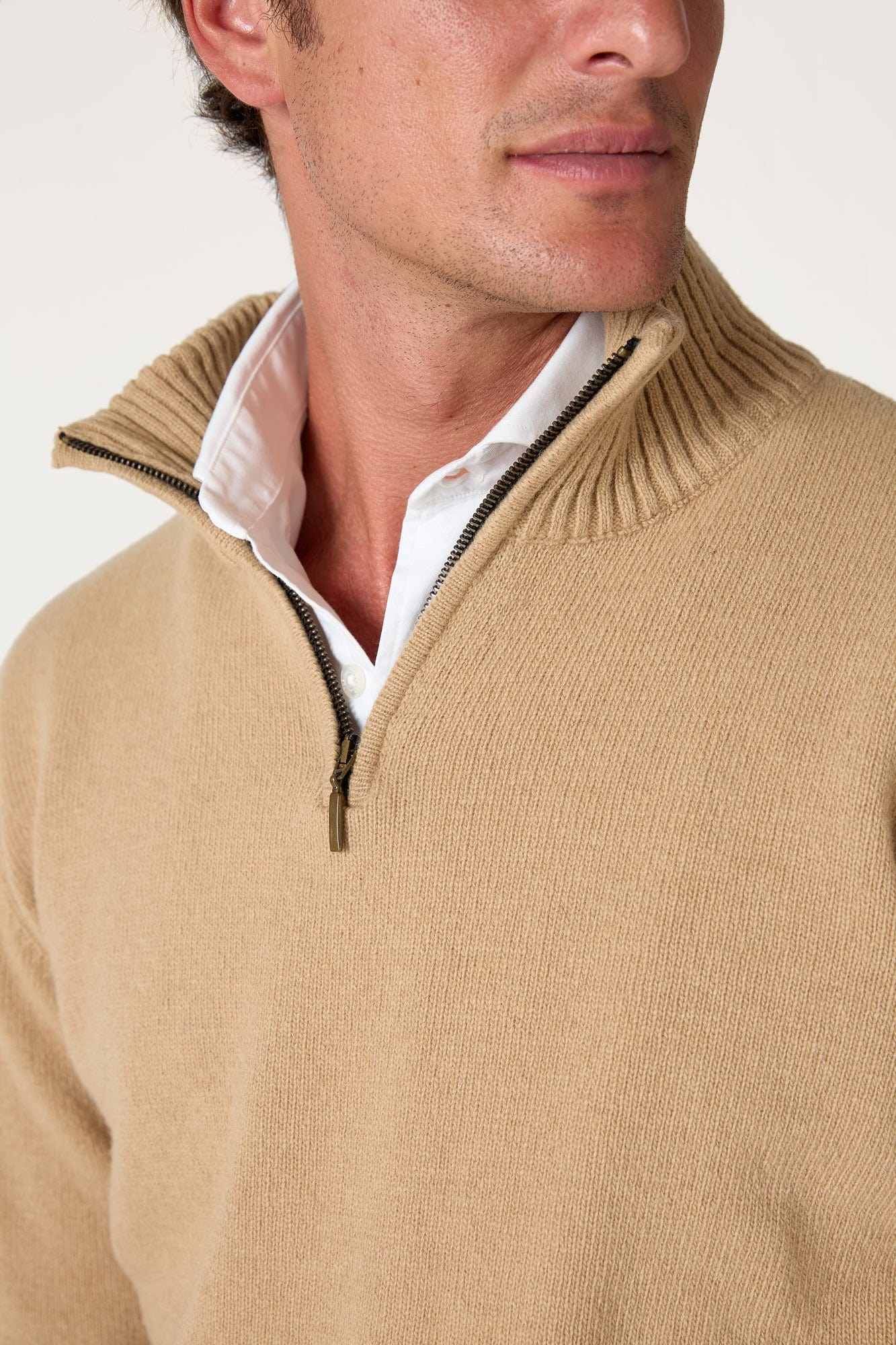The Lambswool Halfzip Beige Seimeira
