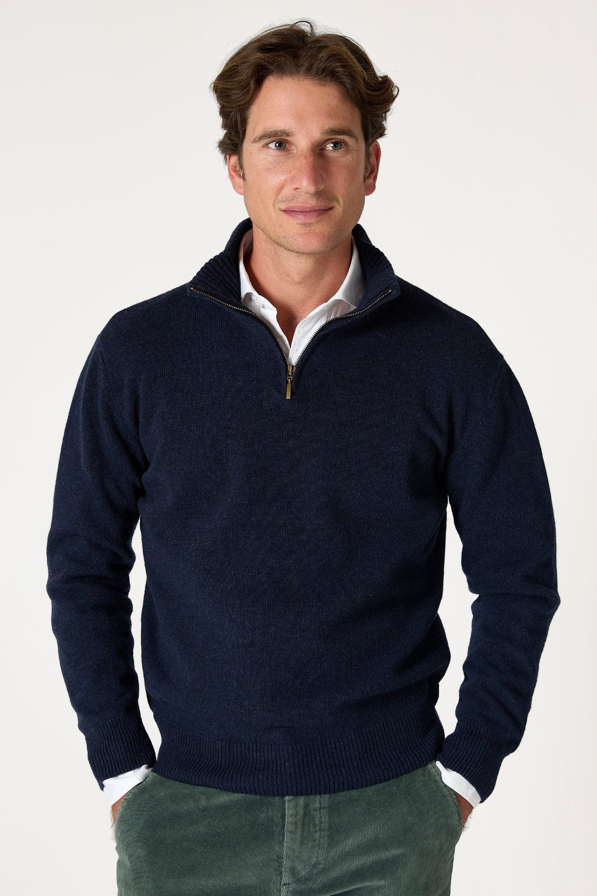 The Lambswool Halfzip Azul Marino