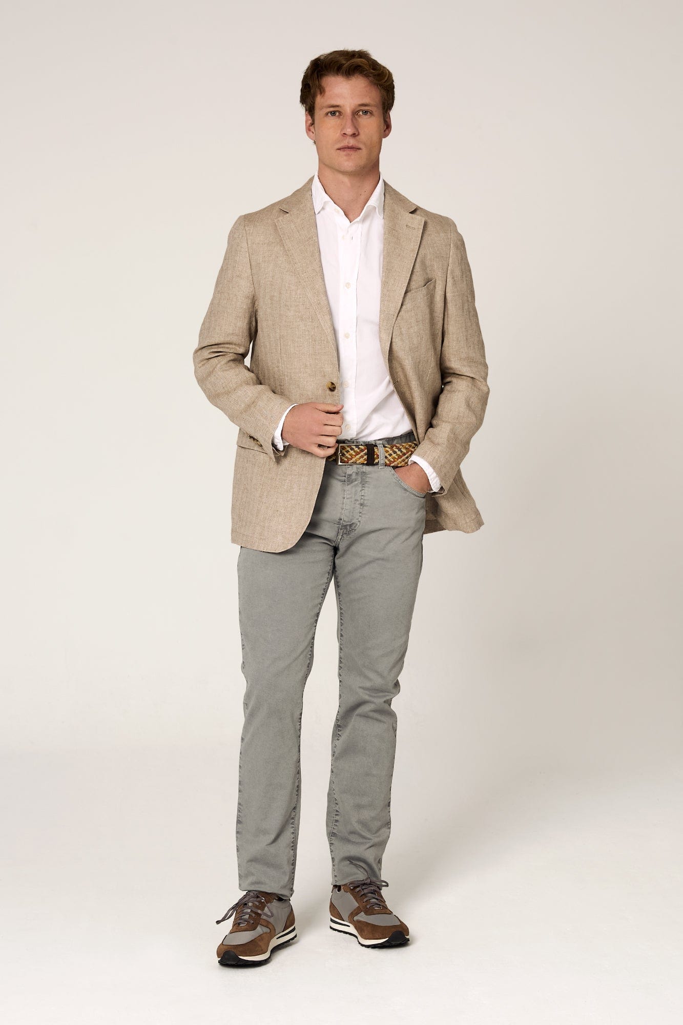 The Blazer Lino Espiga Beige-zoom-1