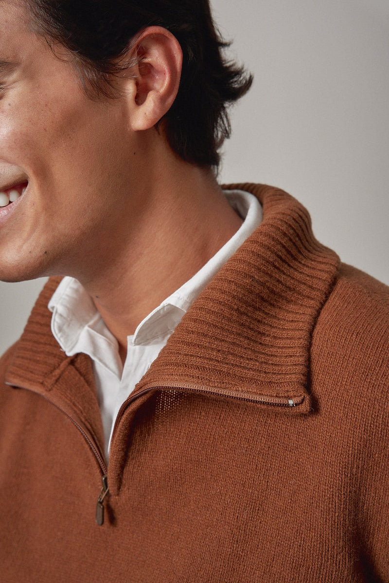 The Lambswool Halfzip Marrón Talavera-zoom-