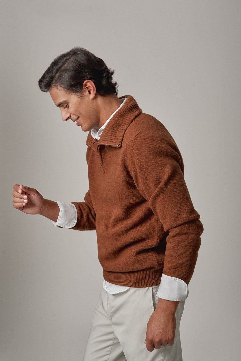 The Lambswool Halfzip Marrón Talavera-zoom-