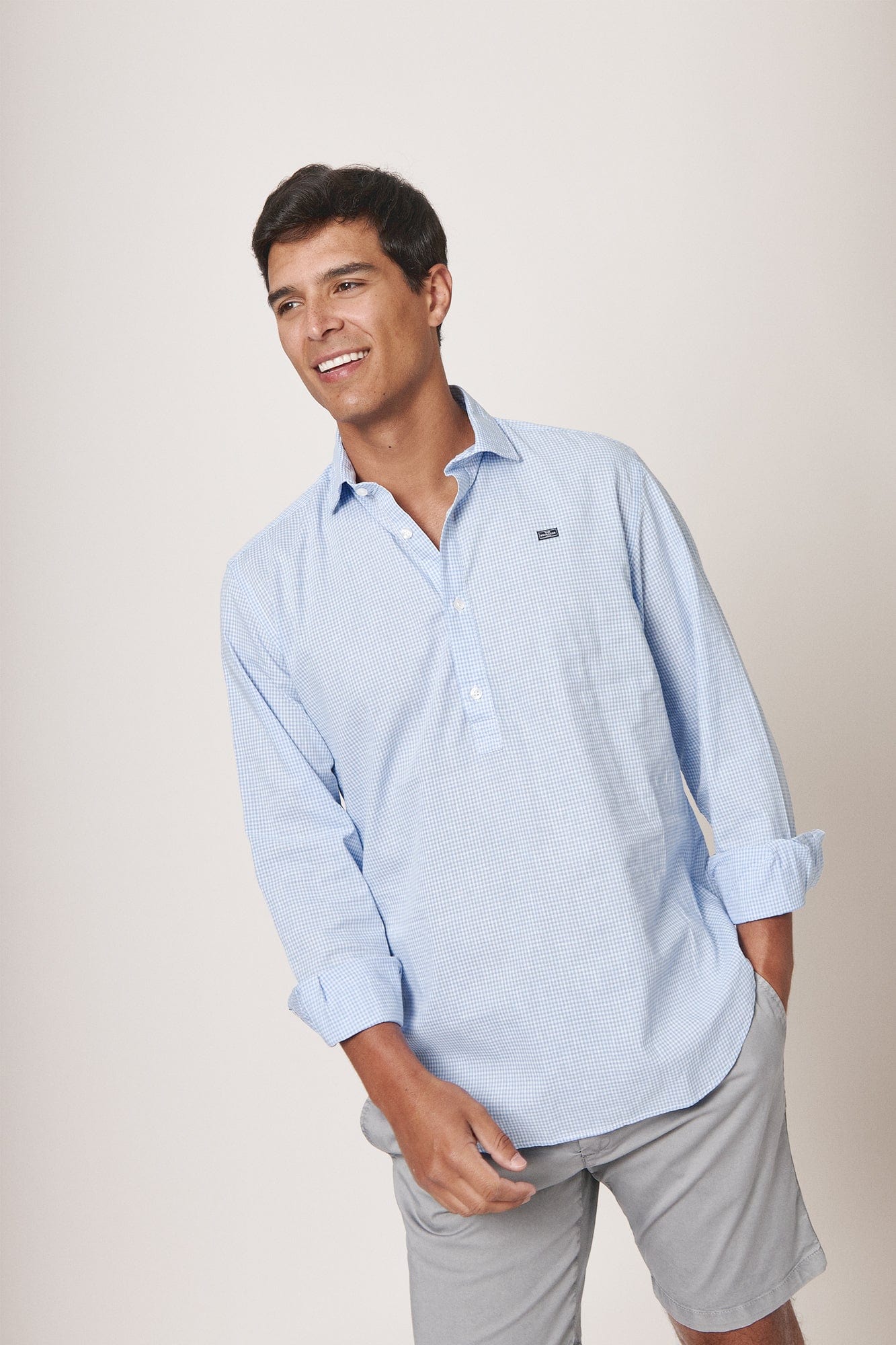 The Cotton Linen Polera Cuadro Pequeño Azul-zoom-1