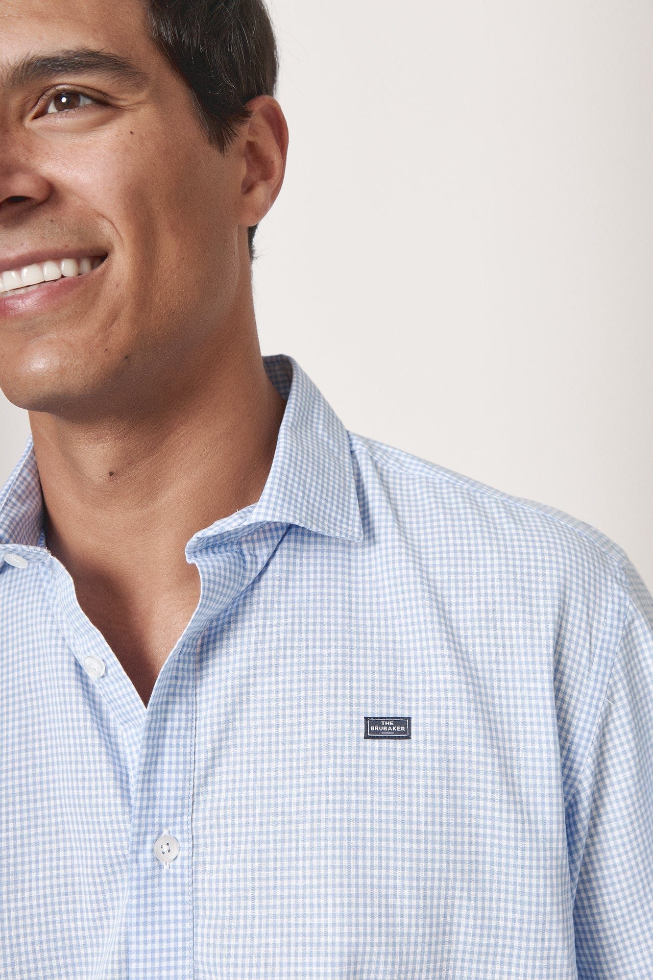 The Cotton Linen Polera Cuadro Pequeño Azul