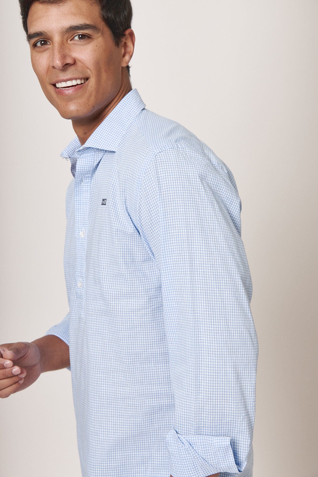 The Cotton Linen Polera Cuadro Pequeño Azul-zoom-3